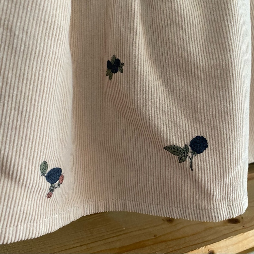 BÚHO Milleraies Fruit Floral Print Corduroy Skirt Macadamia Vanilla - Picture 10 of 14